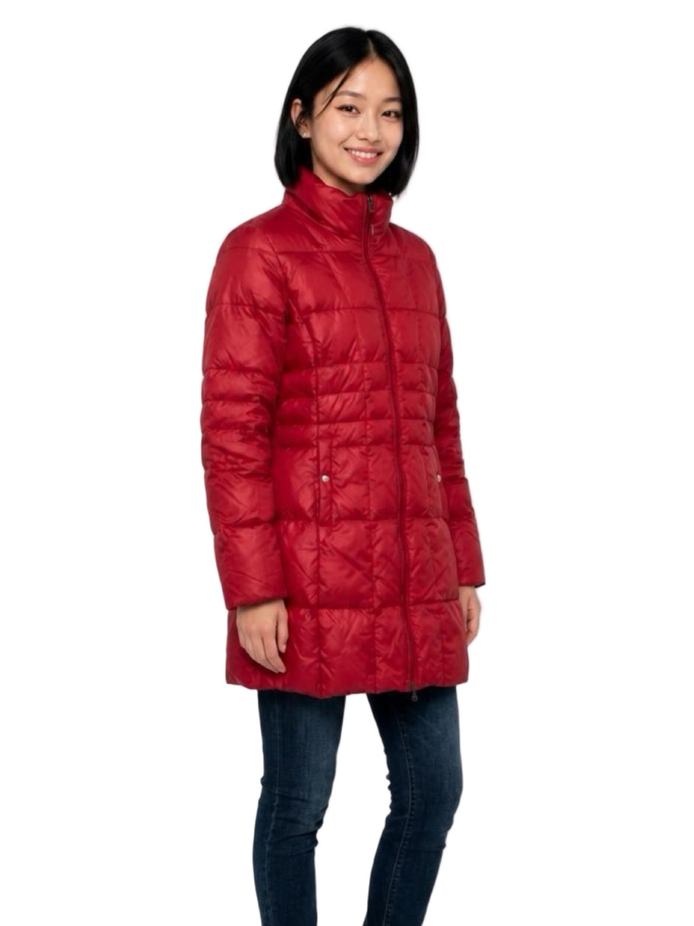EDDIE BAUER Goose Down Parka Puffer Coat, Burgundy/Red, 2-Way Zip, Women's XS